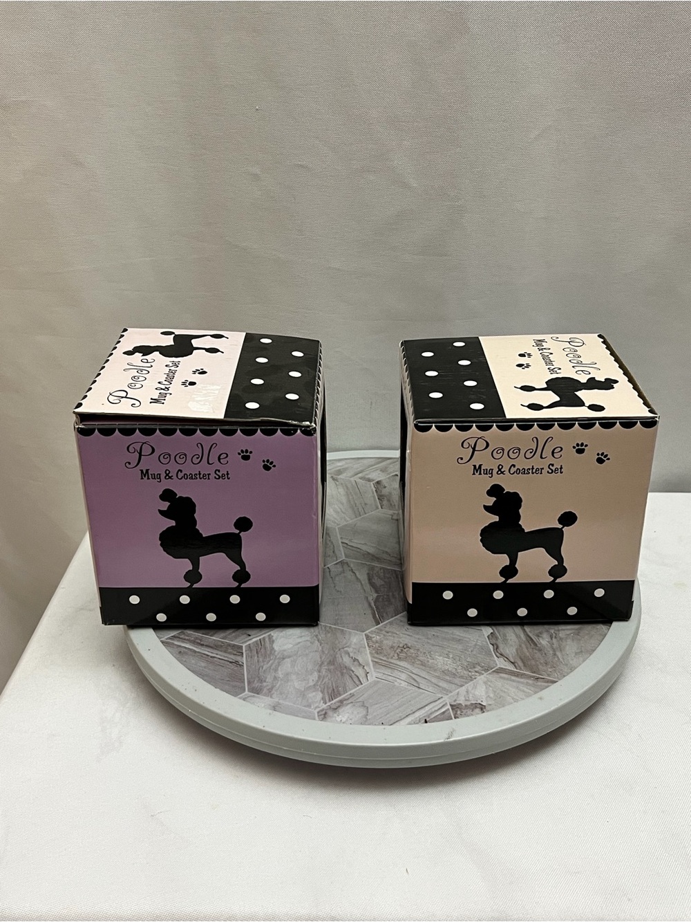 Set of 2 HuesnBrews Poodle Mug & Coaster Sets Pink Black 13 Oz Dog Lover - Picture 5 of 14